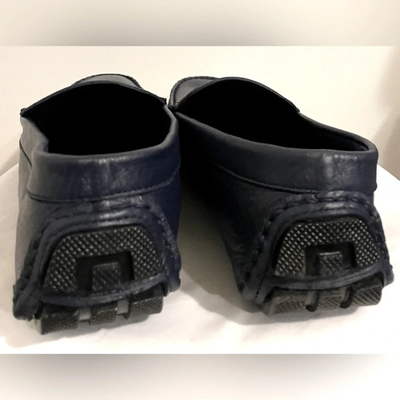 Sz 9.5 J Sabat men penny loafers round toe tip slip on navy blue leather NW - Picture 7 of 8